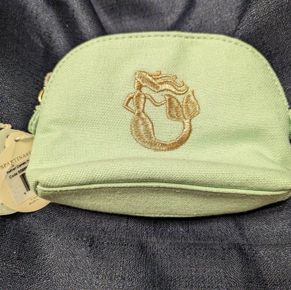 NWT Spartina 449 Sea Foam Green Cosmetic Case Small Mermaid